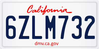 CA license plate 6ZLM732