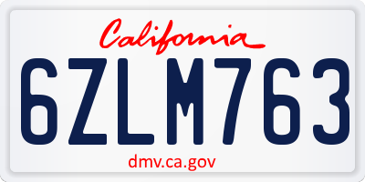 CA license plate 6ZLM763
