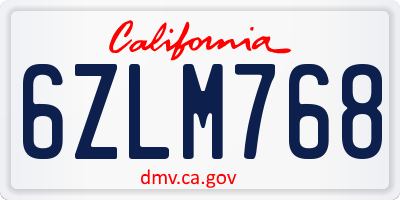 CA license plate 6ZLM768