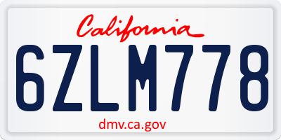 CA license plate 6ZLM778