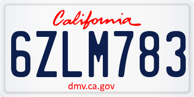 CA license plate 6ZLM783