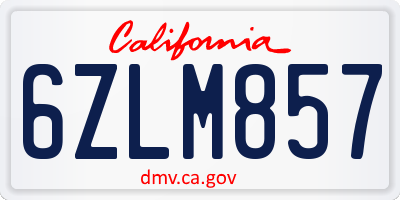 CA license plate 6ZLM857