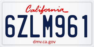 CA license plate 6ZLM961