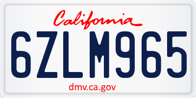 CA license plate 6ZLM965