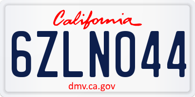 CA license plate 6ZLN044