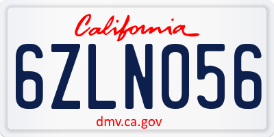CA license plate 6ZLN056