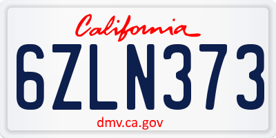 CA license plate 6ZLN373
