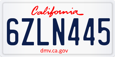 CA license plate 6ZLN445