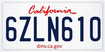 CA license plate 6ZLN610