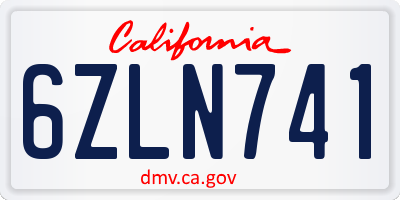 CA license plate 6ZLN741