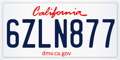 CA license plate 6ZLN877
