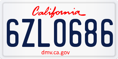 CA license plate 6ZLO686