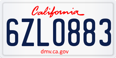 CA license plate 6ZLO883