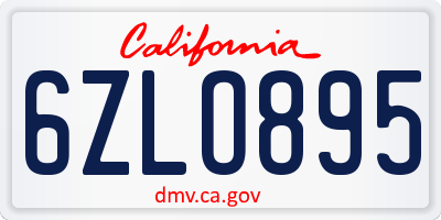 CA license plate 6ZLO895