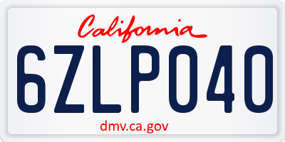 CA license plate 6ZLP040