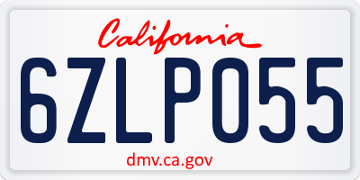 CA license plate 6ZLP055