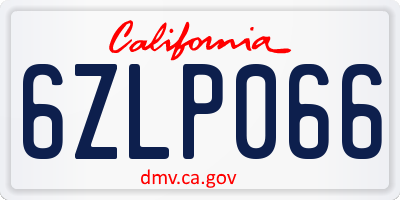 CA license plate 6ZLP066