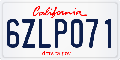 CA license plate 6ZLP071