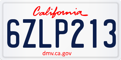 CA license plate 6ZLP213