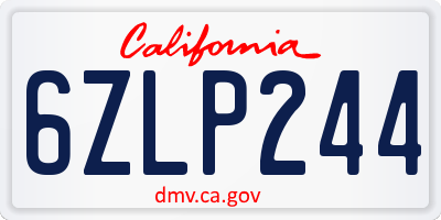 CA license plate 6ZLP244