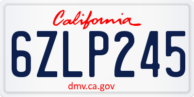 CA license plate 6ZLP245
