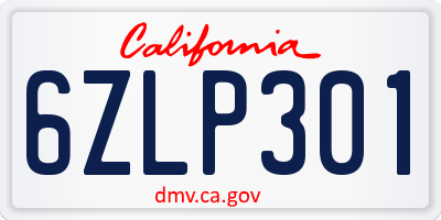 CA license plate 6ZLP301