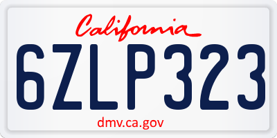 CA license plate 6ZLP323