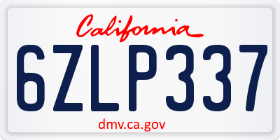 CA license plate 6ZLP337