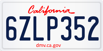 CA license plate 6ZLP352