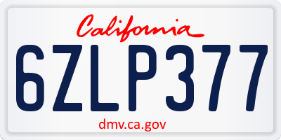 CA license plate 6ZLP377