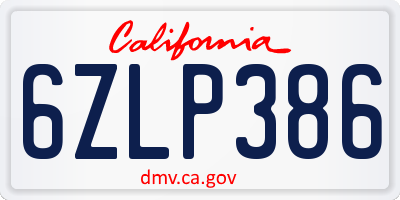 CA license plate 6ZLP386