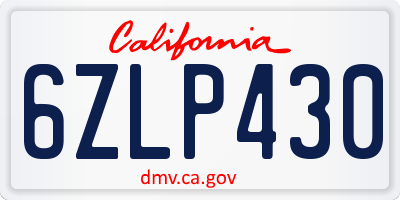 CA license plate 6ZLP430