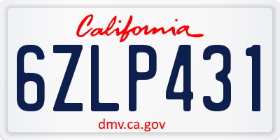 CA license plate 6ZLP431