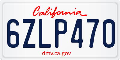 CA license plate 6ZLP470