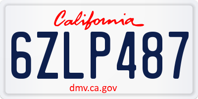 CA license plate 6ZLP487