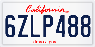 CA license plate 6ZLP488