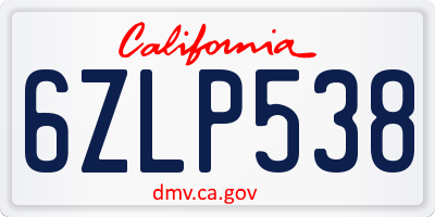 CA license plate 6ZLP538