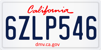 CA license plate 6ZLP546