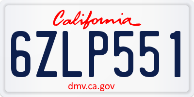 CA license plate 6ZLP551