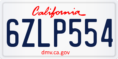 CA license plate 6ZLP554