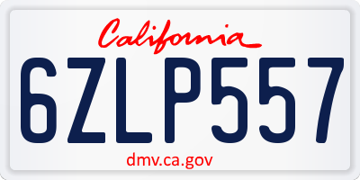 CA license plate 6ZLP557