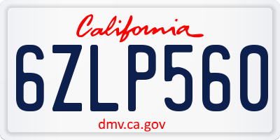 CA license plate 6ZLP560