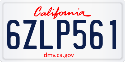CA license plate 6ZLP561