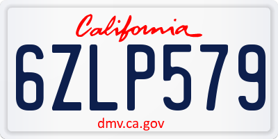 CA license plate 6ZLP579
