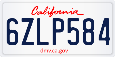 CA license plate 6ZLP584