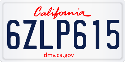 CA license plate 6ZLP615
