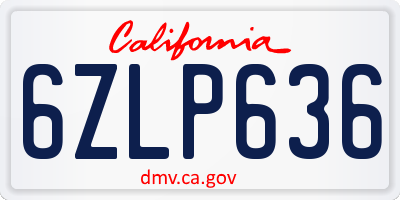 CA license plate 6ZLP636