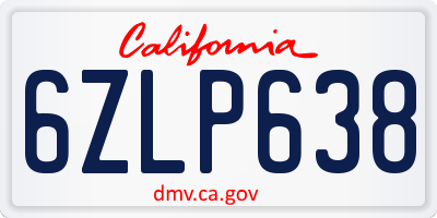 CA license plate 6ZLP638
