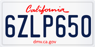 CA license plate 6ZLP650