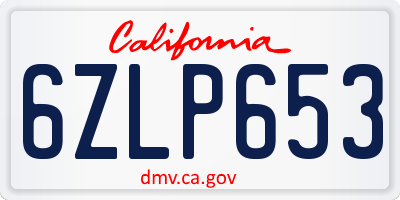 CA license plate 6ZLP653